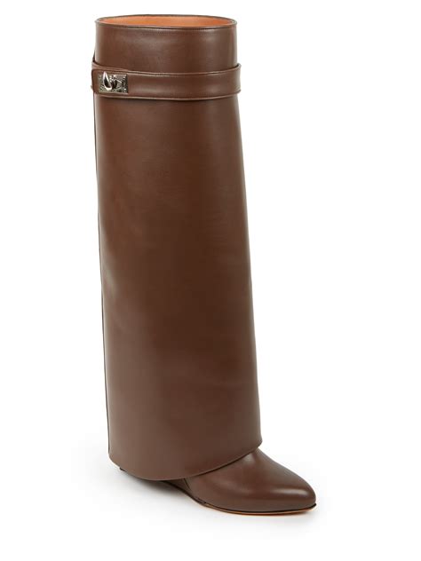 givenchy knee high boots brown|Givenchy shark lock ankle boots.